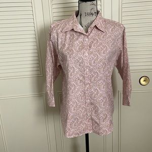 L.L Bean light pink paisley button down button up blouse 3/4 sleeves